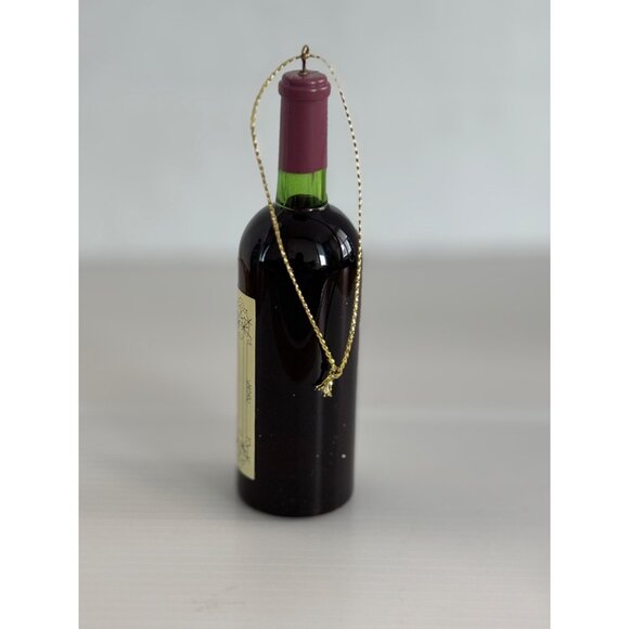 Bordeaux Wine Bottle Christmas Ornaments With Gold String - Set of 4 - Picture 5 of 6